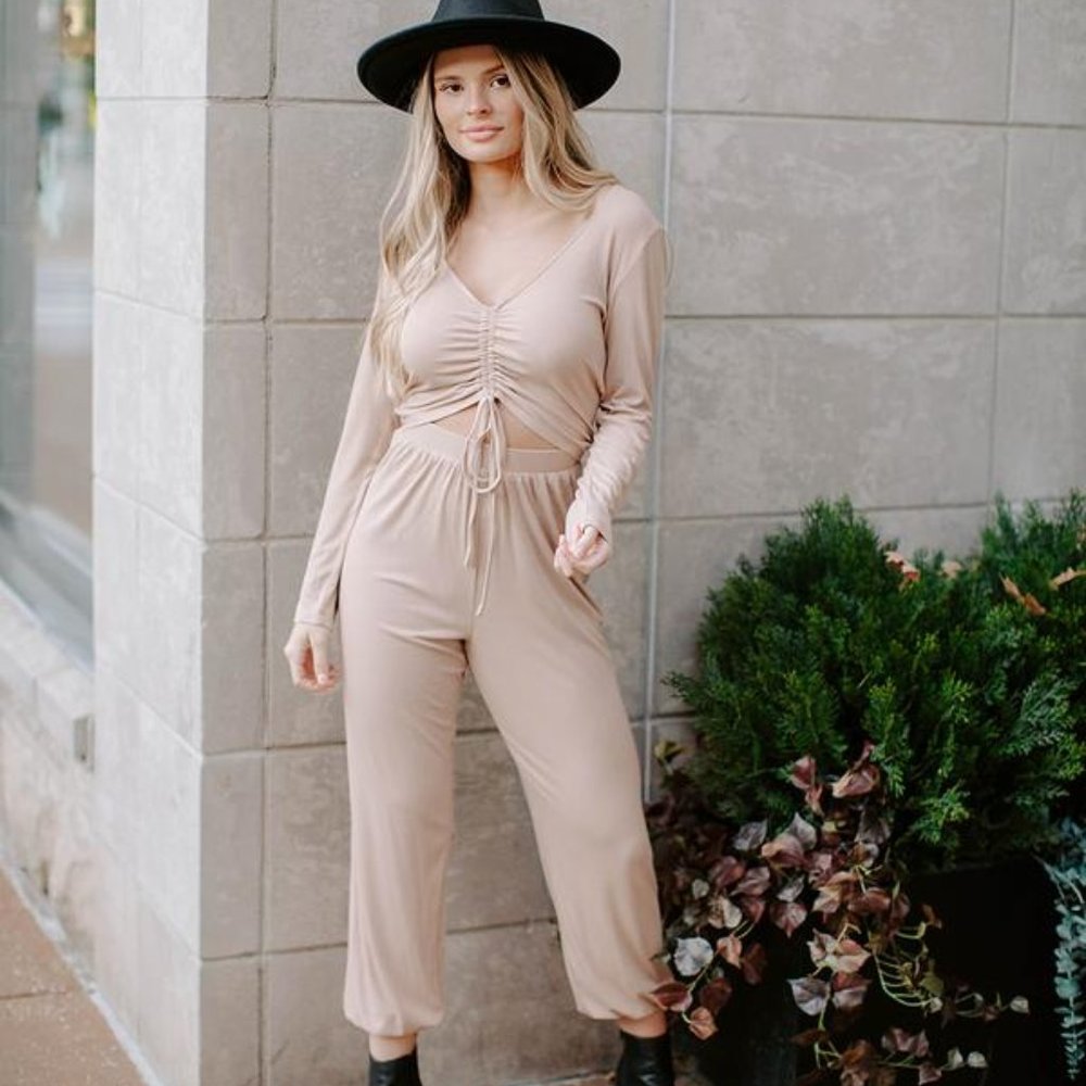 Kittenish Beige Jumpsuit